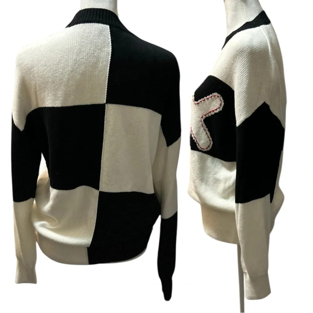 Staud Tic Tac Toe Sweater Oversized Cotton Wool Blend - Picture 4 of 8